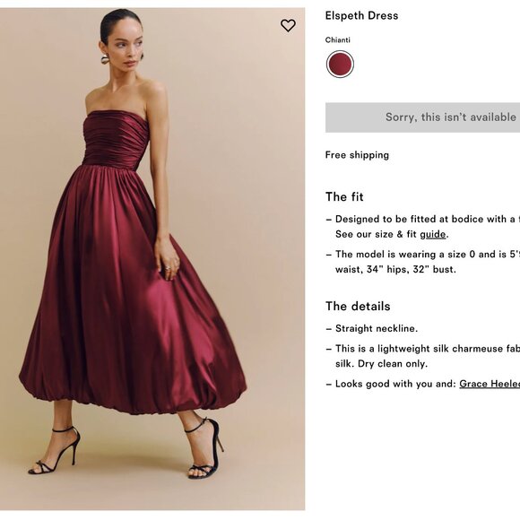 Reformation Elspeth Strapless Dress - Chianti Size 4 - Picture 1 of 9